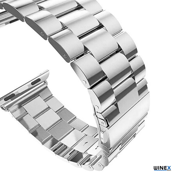 Winex 42-49 MM Yeni Nesil Apple Uyumlu Akıllı Saat Metal Gri Kordonu