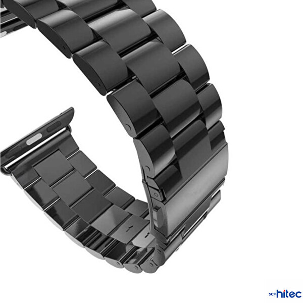 ScHitec 42-49 MM Yeni Nesil Apple Uyumlu Akıllı Saat Metal Siyah Kordonu