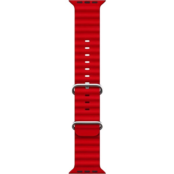 Cosmostech Apple Watch 42-44-45-49 MM 1-2-3-4-5-6-SE-7-8-Ultra Uyumlu Ocean Kırmızı Kordon ve Kayış