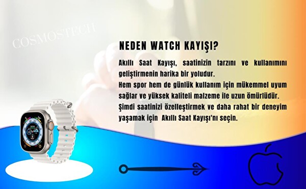 Cosmostech Apple Watch 42-44-45-49 MM 1-2-3-4-5-6-SE-7-8-Ultra Uyumlu Ocean Kırmızı Kordon ve Kayış