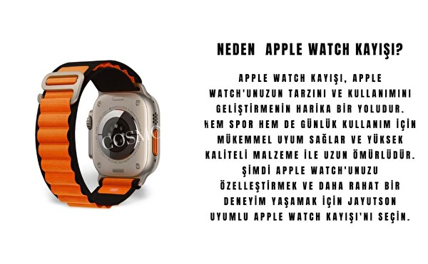 Cosmostech Apple Watch 1/2/3/4/5/6/SE/7/8/Ultra Uyumlu 42-44-45-49 MM Krem Turuncu Kordon