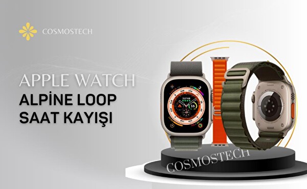 Cosmostech Apple Watch 1/2/3/4/5/6/SE/7/8/Ultra Uyumlu 42-44-45-49 MM Krem Turuncu Kordon