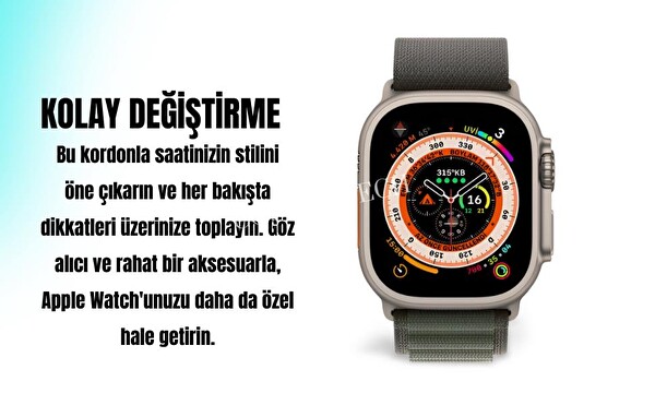 Cosmostech Apple Watch 1/2/3/4/5/6/SE/7/8/Ultra Uyumlu 42-44-45-49 MM Krem Turuncu Kordon