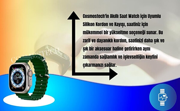 Cosmostech Apple Watch 42 MM 44 MM 45 MM 49 MM 1-2-3-4-5-6-SE-7-8-Ultra Uyumlu Akıllı Saat Siyah Ocean Kordon ve Kayışı