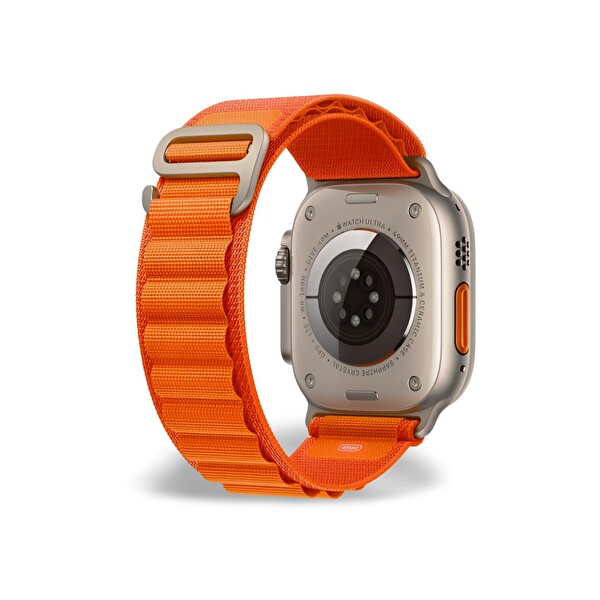 Cosmostech Apple Watch 1-2-3-4-5-6-SE-7-8-Ultra Uyumlu 42-44-45-49 MM Alpine Loop Turuncu Akıllı Saat Kordon ve Kayışı
