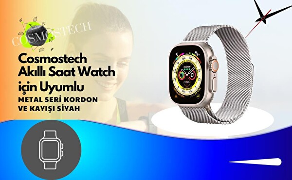 Cosmostech Apple Watch Milano Seri 1-2-3-4-5-6-SE-7-8-Ultra Uyumlu 42-44-45-49 MM Metal Lacivert Akıllı Saat Kordon ve Kayışı