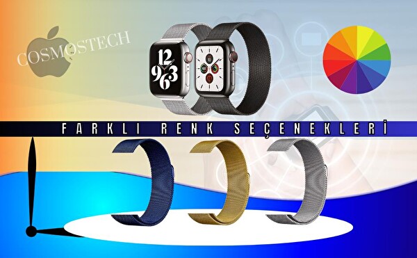 Cosmostech Apple Watch Milano Seri 1-2-3-4-5-6-SE-7-8-Ultra Uyumlu 42-44-45-49 MM Metal Lacivert Akıllı Saat Kordon ve Kayışı