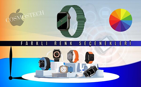 Cosmostech Apple Watch 42-44-45-49 MM 1-2-3-4-5-6-SE-7-8-Ultra Uyumlu Magnetli Pudra Turuncu Kordon ve Kayış