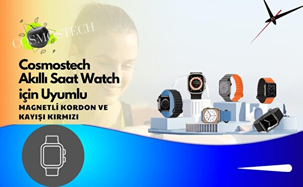 Cosmostech Apple Watch 42-44-45-49 MM 1-2-3-4-5-6-SE-7-8-Ultra Uyumlu Magnetli Yeşil Kordon ve Kayış
