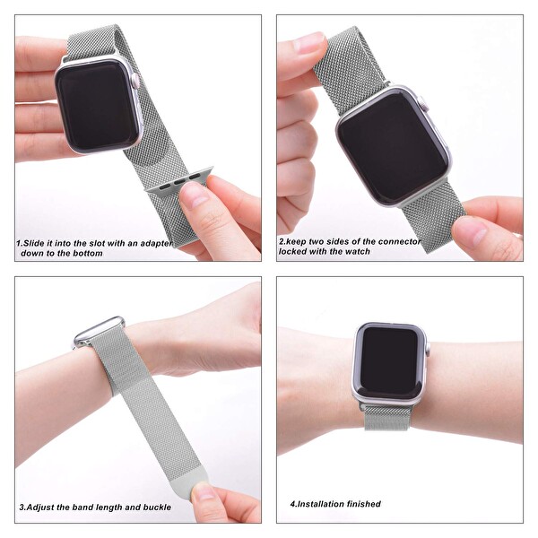 Microsonic Apple Watch Se 44mm Milanese Loop Kordon Siyah