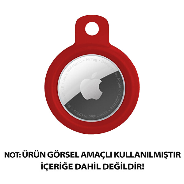 Microsonic Apple Airtag Kılıf, Silikon Anahtarlık Kırmızı