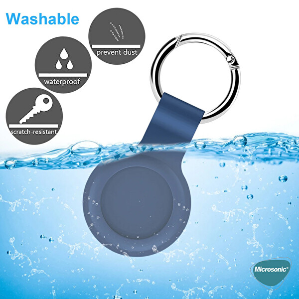 Microsonic Apple Airtag Kılıf, Liquid Silicone Protective Case Mavi