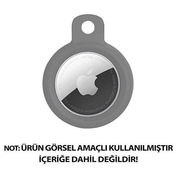 Microsonic Apple Airtag Kılıf, Silikon Anahtarlık Gri