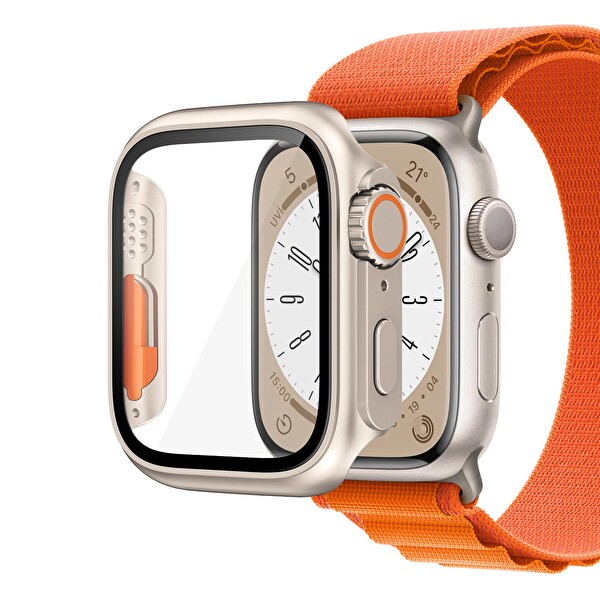 Apple Watch Series 8 45mm Kılıf Apple Watch Ultra Dönüştürücü Ekran Koruyucu Kasa Yıldız Işığı