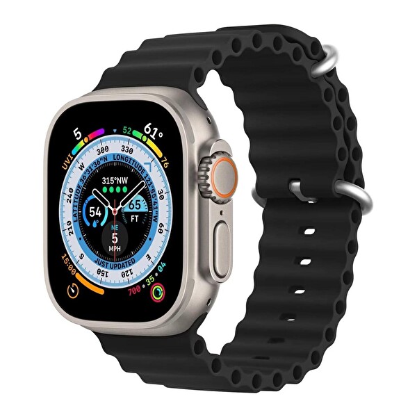 Microsonic Apple Watch Se 44mm Kordon Ocean Band Siyah