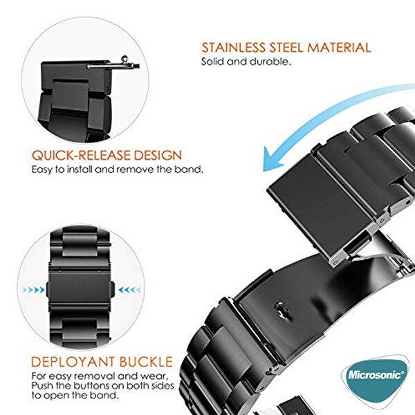 Microsonic Garmin Forerunner 158 Metal Stainless Steel Kordon Gümüş