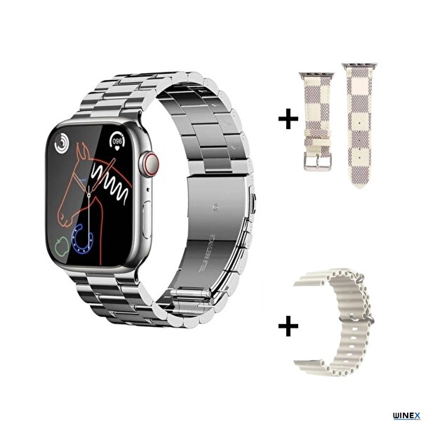 Winex Watch 8 WS92 Max Amoled Ekran Android iOS HarmonyOs Uyumlu Gümüş Akıllı Saat