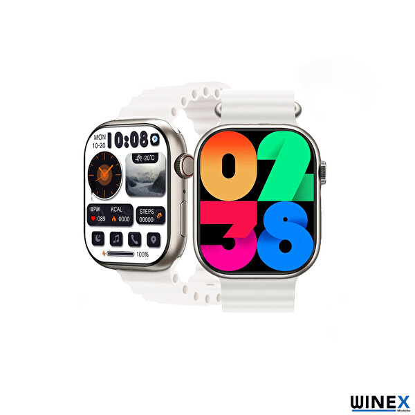 Winex Watch HK9 Ultra 2 Amoled Ekran Android iOS HarmonyOs Uyumlu Beyaz Akıllı Saat