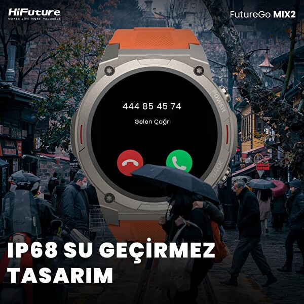 HiFuture Futurego Mix2 36 MM Amoled Ekran Sesli Arama Özellikli Gri Akıllı Saat