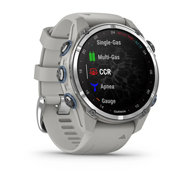 Garmin Descent MK3 Paslanmaz Çelik FOG Silikon Bantlı 43 MM Gri Akıllı Saat
