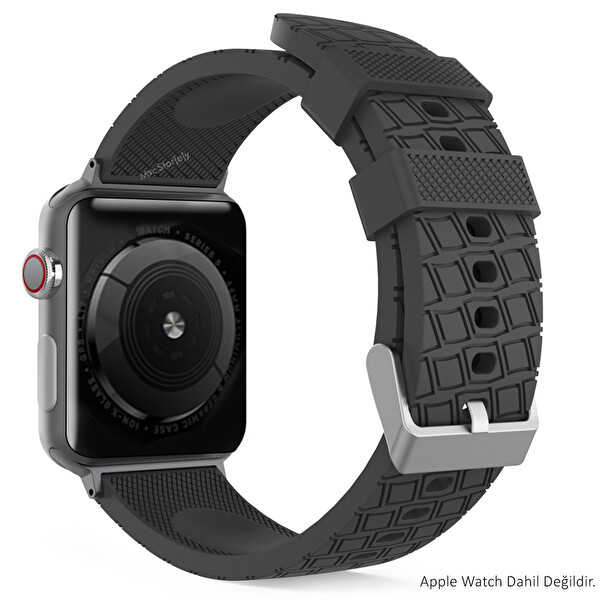 Siyah Kordon Kayış Apple Watch Ile Uyumlu 38-40-41mm Alerjen İçermez Malzeme Wa03