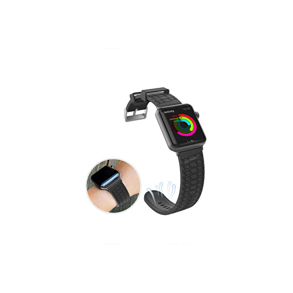 Siyah Kordon Kayış Apple Watch Ile Uyumlu 38-40-41mm Alerjen İçermez Malzeme Wa03