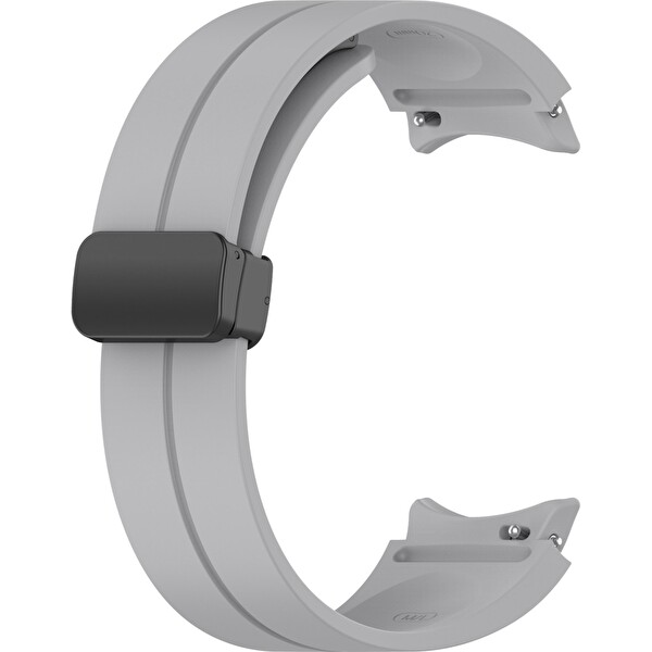 Samsung Galaxy Watch 6 44mm Kordon Silikon Mıknatıslı Ayarlanabilir Hs19 Gri