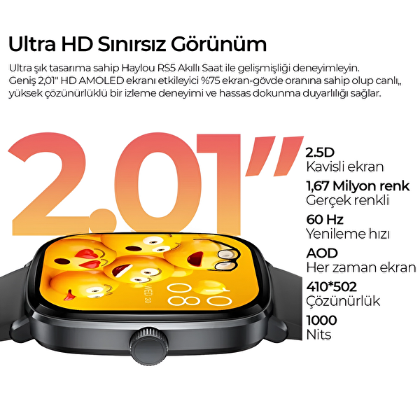 Haylou RS5 Sesli Görüşme Siyah Akıllı Saat