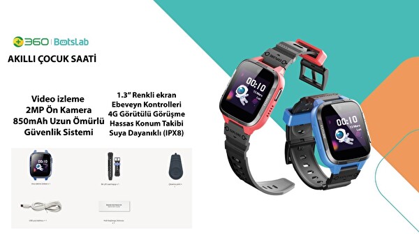 360 Botslab Akıllı Çocuk Saati E3 Mavi