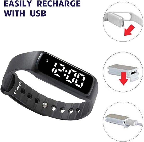 E-Vibra Tuvalet Eğitimi Saati Sessiz Titreşimli Alarm Siyah - Büyük