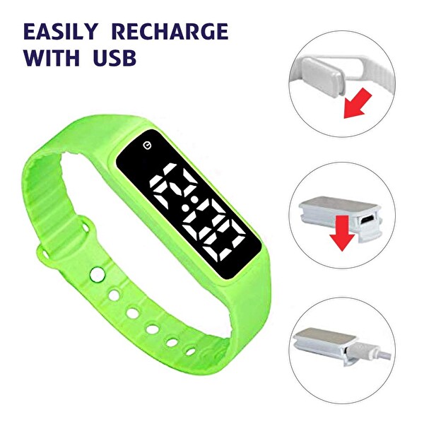 E-Vibra 8 Alarm Titreşimli Hatırlatma Saati Çocuklar İçin Suya Dayanıklı Yeşil