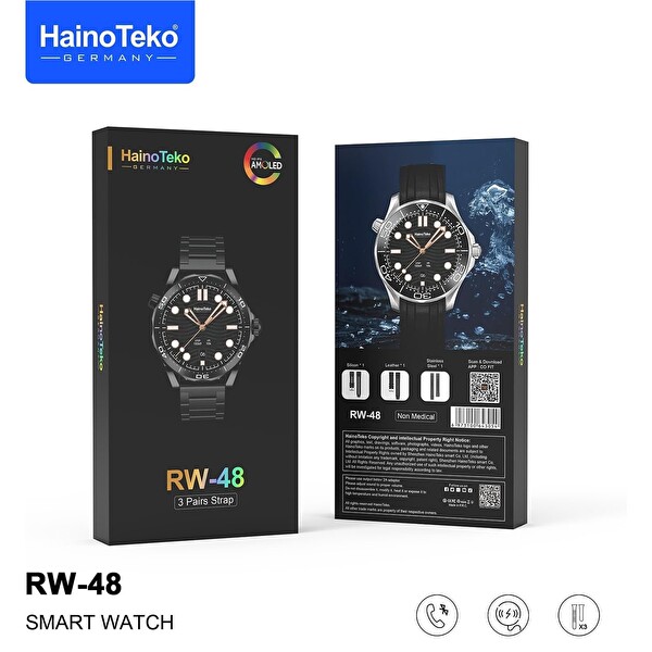 Haino Teko RW48 Amoled Ekran Android İos HarmonyOs Uyumlu 3 Kordonlu Akıllı Saat Gümüş