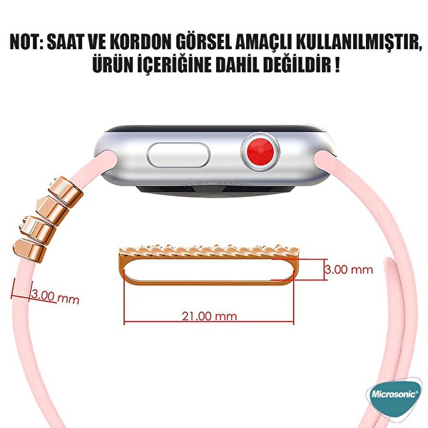 Microsonic Apple Watch 6 40mm Kordon Süsü Charm Kalp Ve Nazar Boncuğu