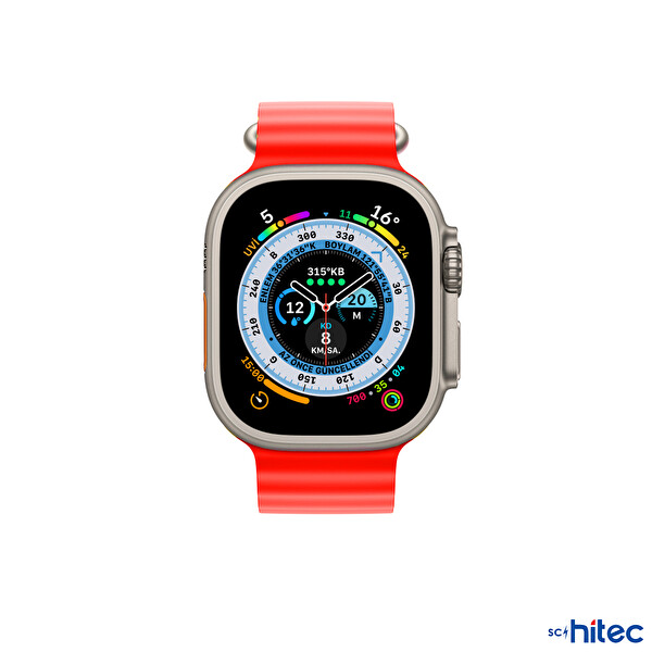 ScHitec 42-49 MM Yeni Nesil Apple Uyumlu Akıllı Saat Kordonu Silikon Kırmızı