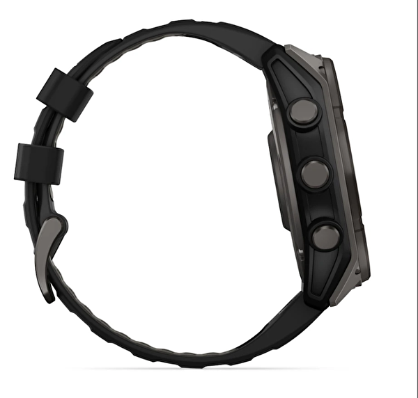 Garmin Fenix 8 51 MM Solar Sapphire Karbon Gri DLC Titanyum ve Siyah Çakıl Grisi Silikon Kayış Akıllı Saat