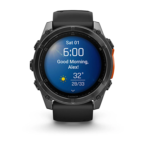 Garmin Fenix 8 51 MM Amoled Slate Gri - Siyah Silikon Kayışlı Akıllı Saat