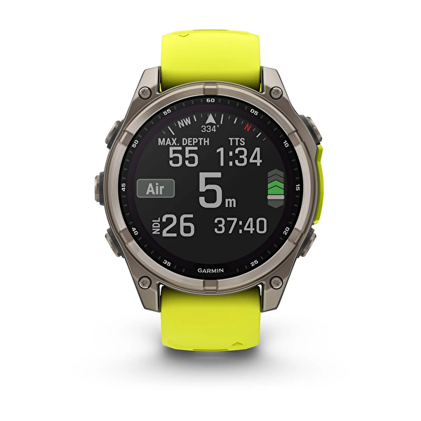 Garmin Fenix 8 47 MM Solar Sapphire Titanyum Amp Sarı-Grafit Silikon Kayışlı Akıllı Saat