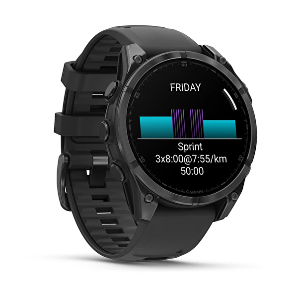 Garmin Fenix 8 47 MM Amoled Slate Gri Siyah Silikon Kayışlı Akıllı Saat