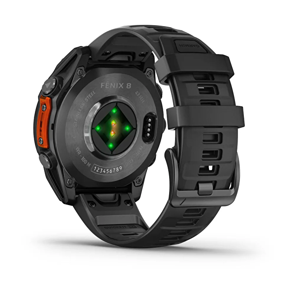 Garmin Fenix 8 47 MM Amoled Slate Gri Siyah Silikon Kayışlı Akıllı Saat