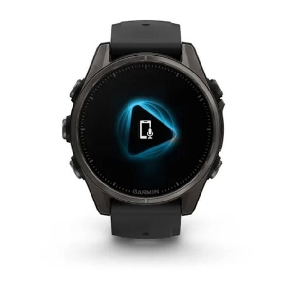 Garmin Fenix 8 43 MM Amoled Sapphire Karbon Gri DLC Titanyum Siyah Gri Silikon Kayışlı Akıllı Saat
