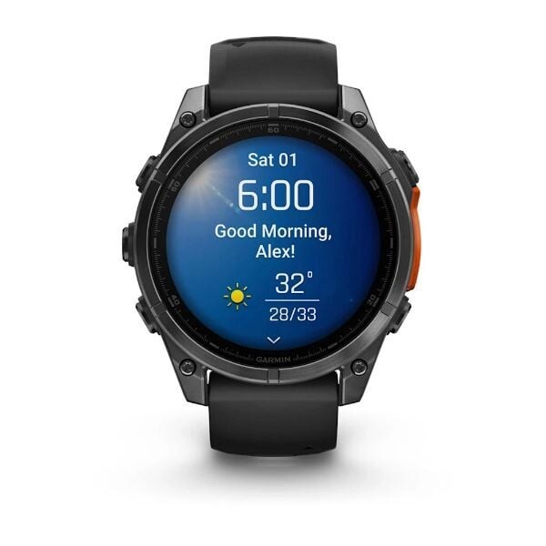 Garmin Fenix 8 47 MM Amoled Slate Gri Siyah Silikon Kayışlı Saat