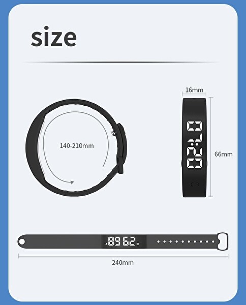 E-Vibra Fitness Takip Bluetooth ve Uygulama Yok Telefon Gerektirmez Siyah Akıllı Bileklik