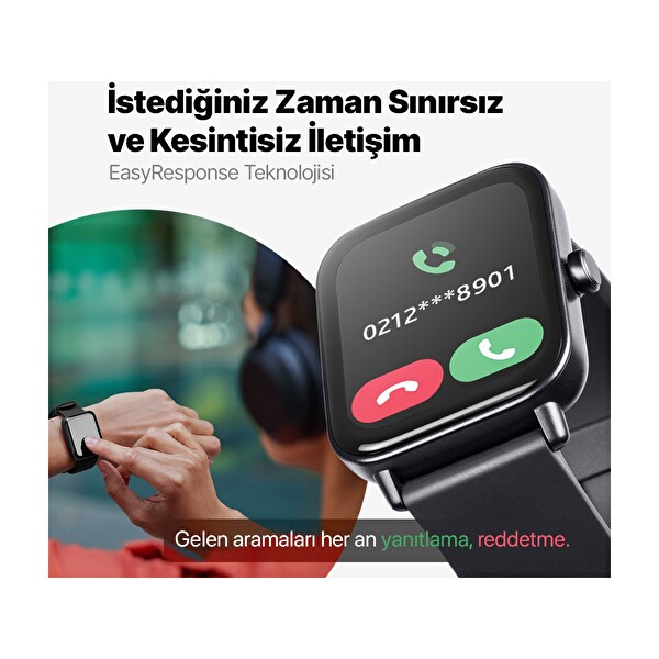 Ttec Tempus 46 MM Tft Ekranlı Dikdörtgen Kasa Akıllı Saat Siyah