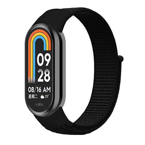Xiaomi Mi Band 8 Hasırlı Kordon Woven Sport Loop Siyah