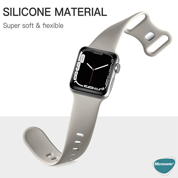 Microsonic Apple Watch Series 10 46mm Kordon ActiveFlex Wristband Beyaz