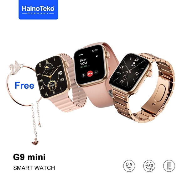 Haino Teko G9 Mini Amoled Ekran 3 Kordonu Akıllı Saat - Bileklik Gold Rose
