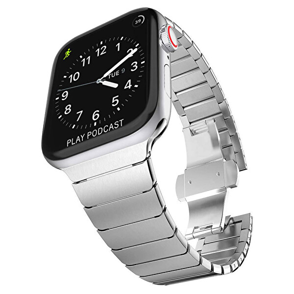 Microsonic Apple Watch Series 9 45mm Kordon Link Bracelet Band Siyah
