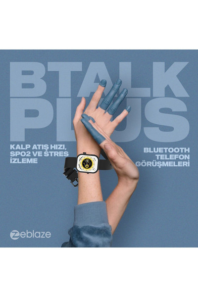 ZeBlaze Btalk Plus Zarif Paslanmaz Çelik Gövde Kalp Atış Hızı Monitörü Jet Black Akıllı Saat 4