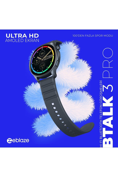 ZeBlaze Btalk 3 Pro Ultra HD Amoled Ekran Uzun Pil Ömrü Space Gray Akıllı Saat 4