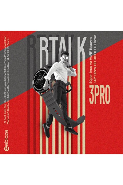 ZeBlaze Btalk 3 Pro Ultra HD Amoled Ekran Uzun Pil Ömrü Space Gray Akıllı Saat 6